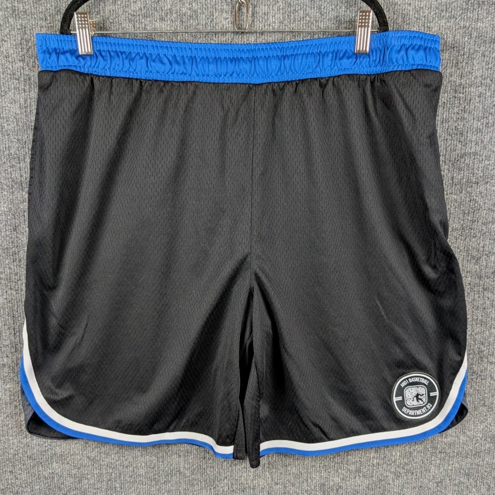 AND1 Mens Basketball Shorts 3XL Black Blue Long 90s Mesh Athletic Gym